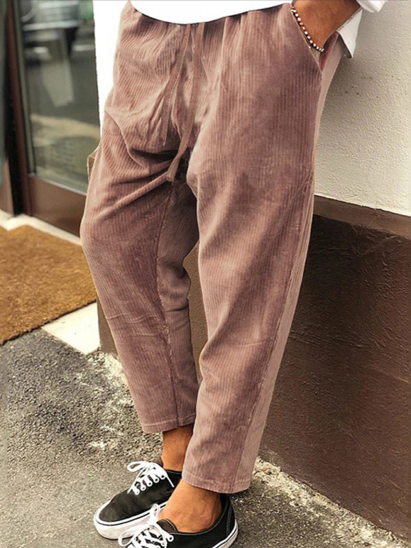 Corduroy Loose Straight Cropped Pants