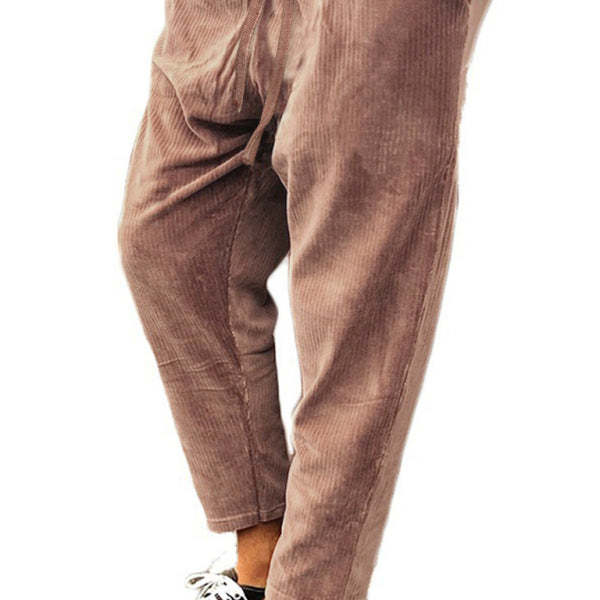Corduroy Loose Straight Cropped Pants
