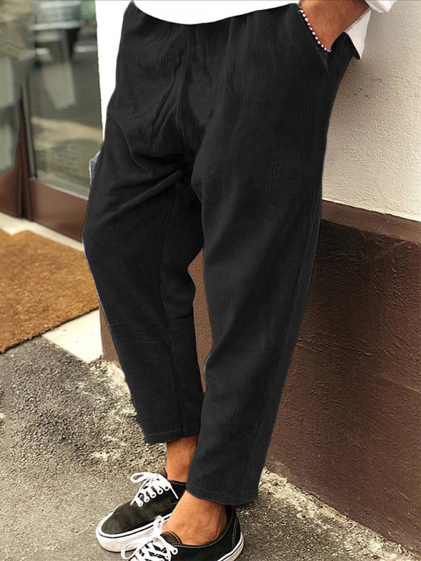 Corduroy Loose Straight Cropped Pants