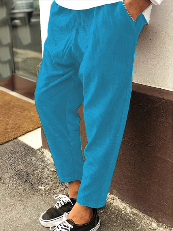 Corduroy Loose Straight Cropped Pants