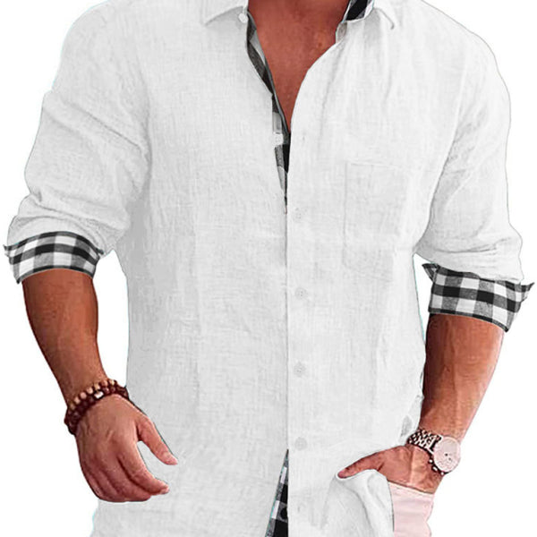 Long Sleeve Plaid Stitching Shirt