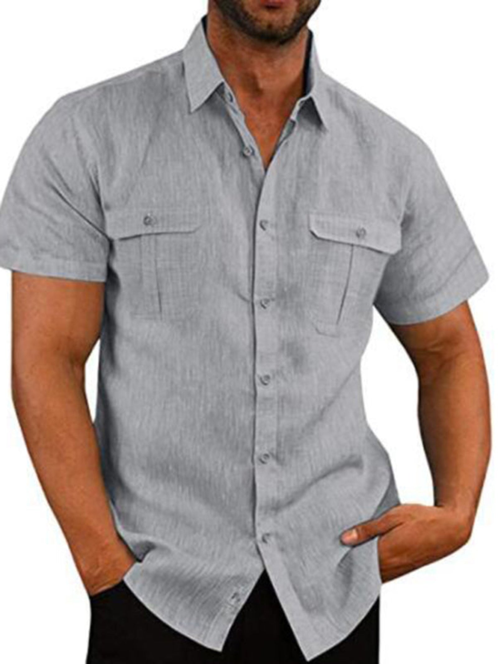 gray linen shirt