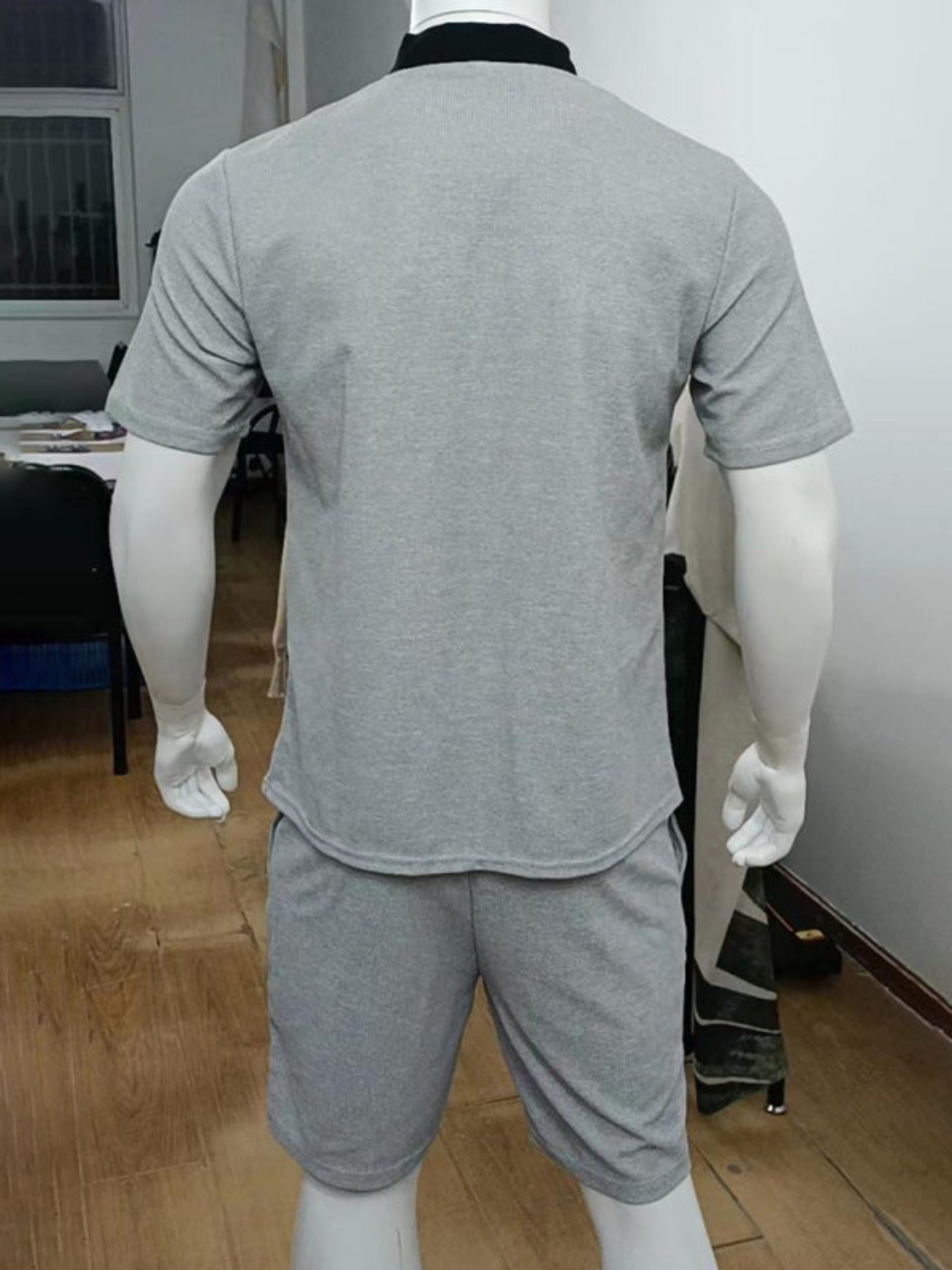 gray mens shirt and shorts set
