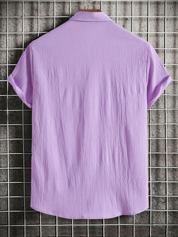 Loose Solid Color Button Cotton Linen Shirt