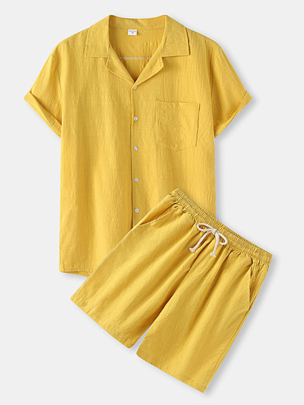 T-Shirt and Shorts Cotton Linen Casual Set