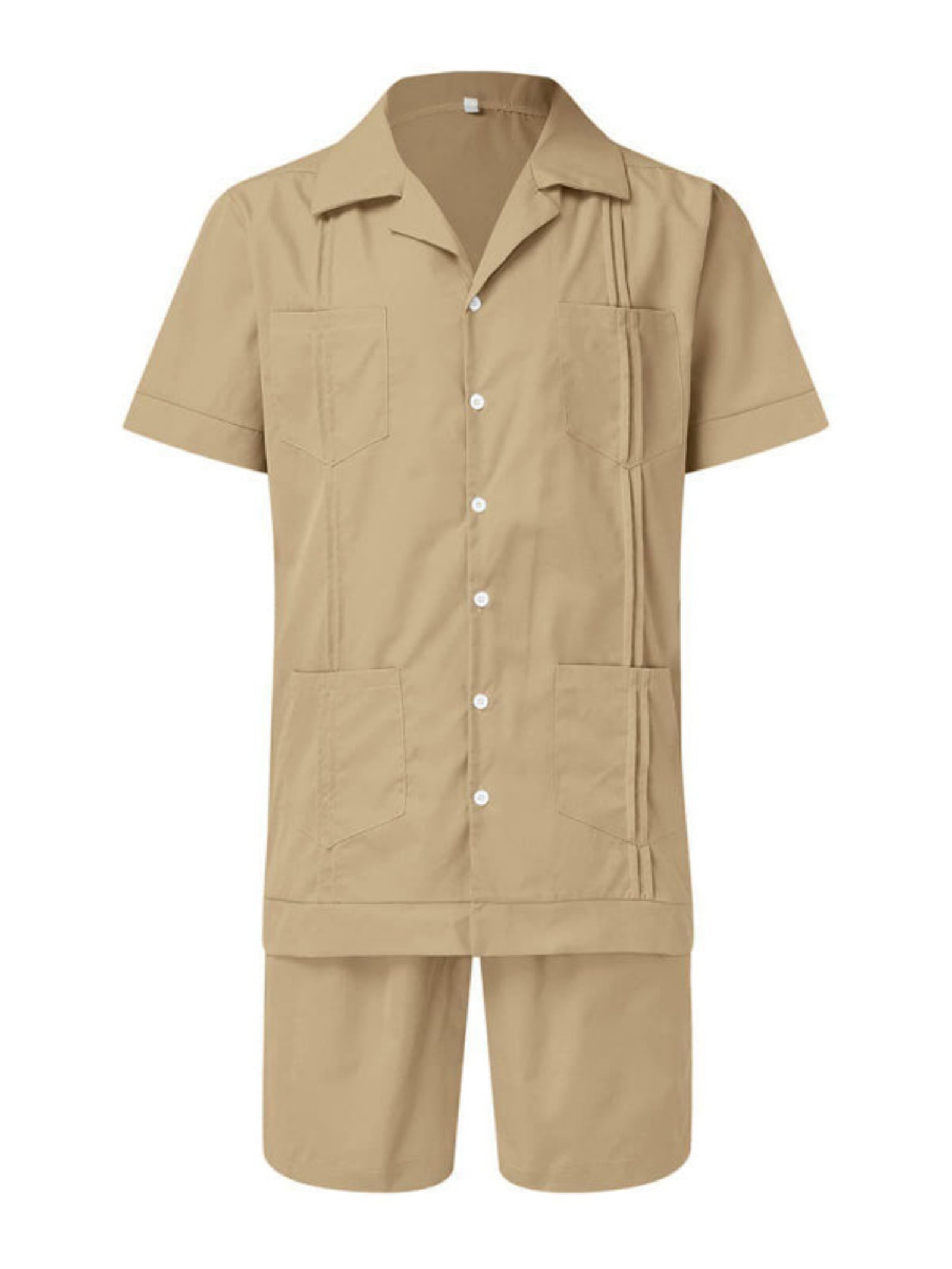 beige shorts and shirt set