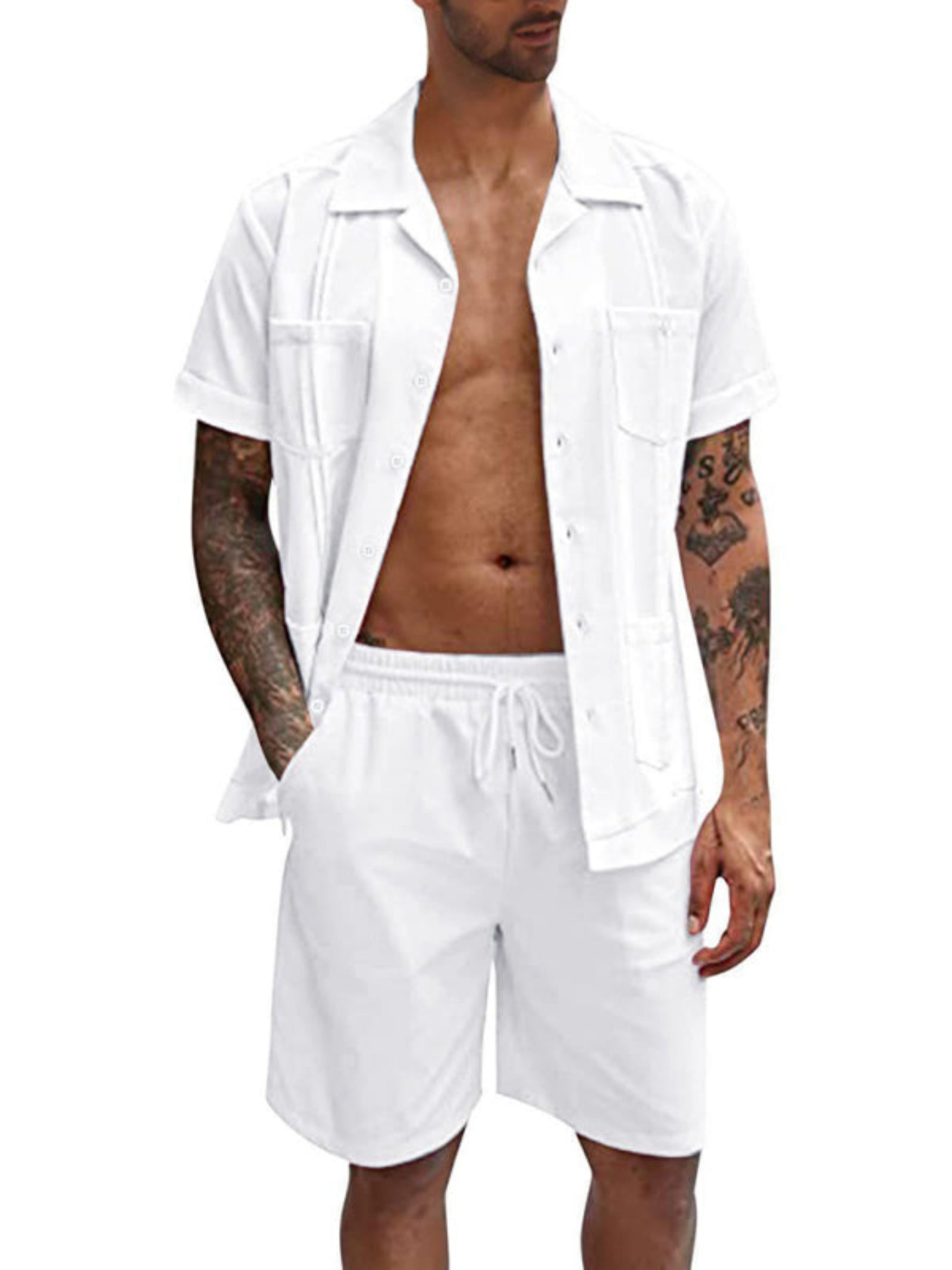 white shorts suit