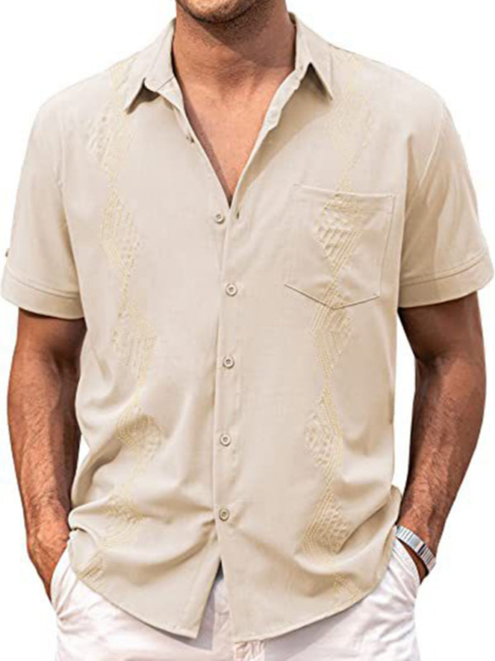 tan shirt