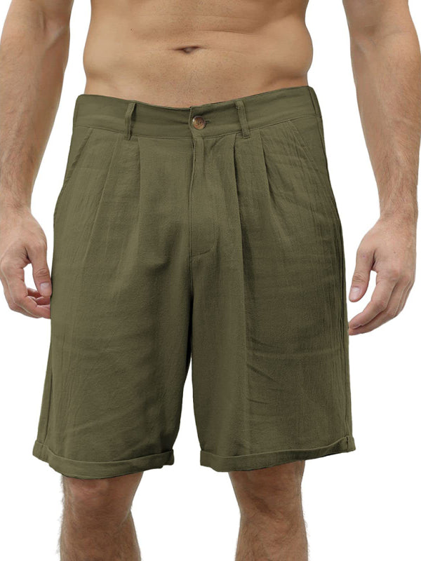 Casual Beach Shorts with Buttons and Elastic Waist