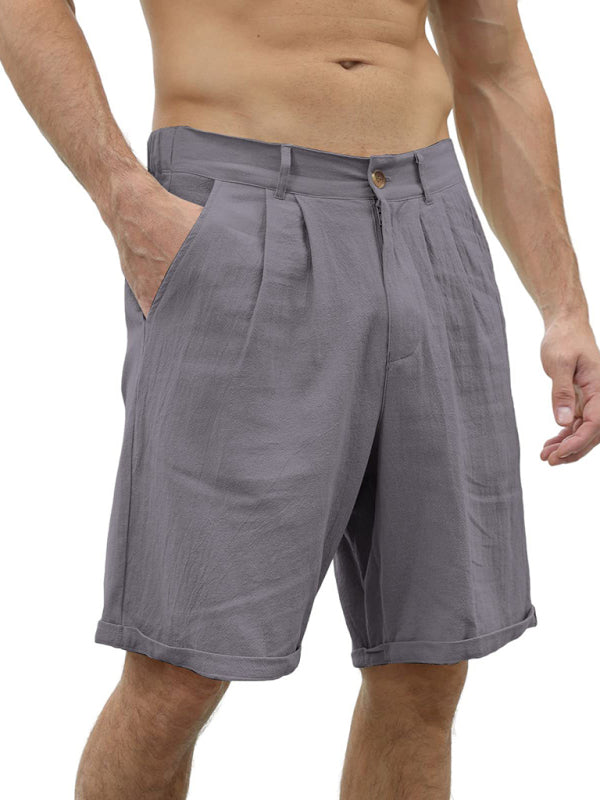 Casual Beach Shorts with Buttons and Elastic Waist
