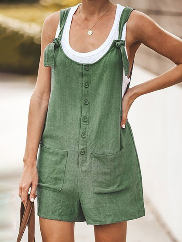 Daisy Cotton Linen Bib Shorts