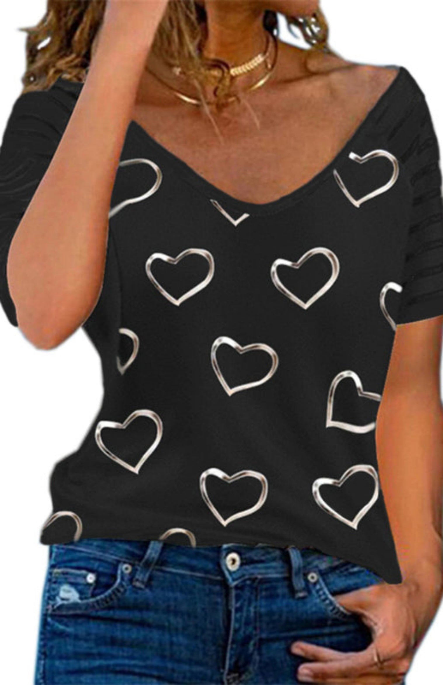 black and white heart shirt