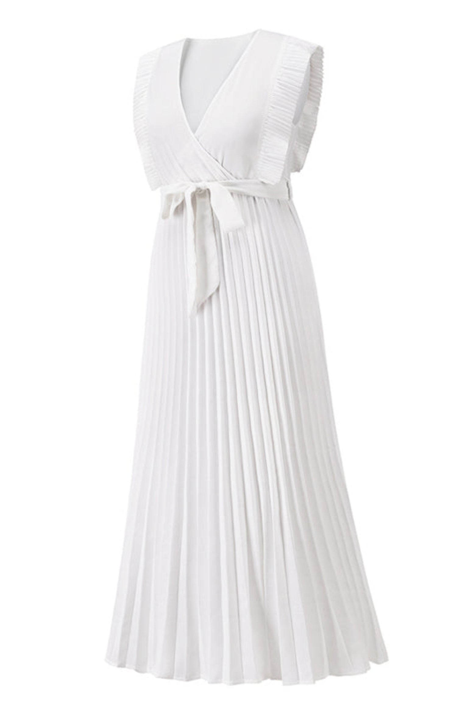 Lotus Leaf Sleeve Chiffon Pleated Dress