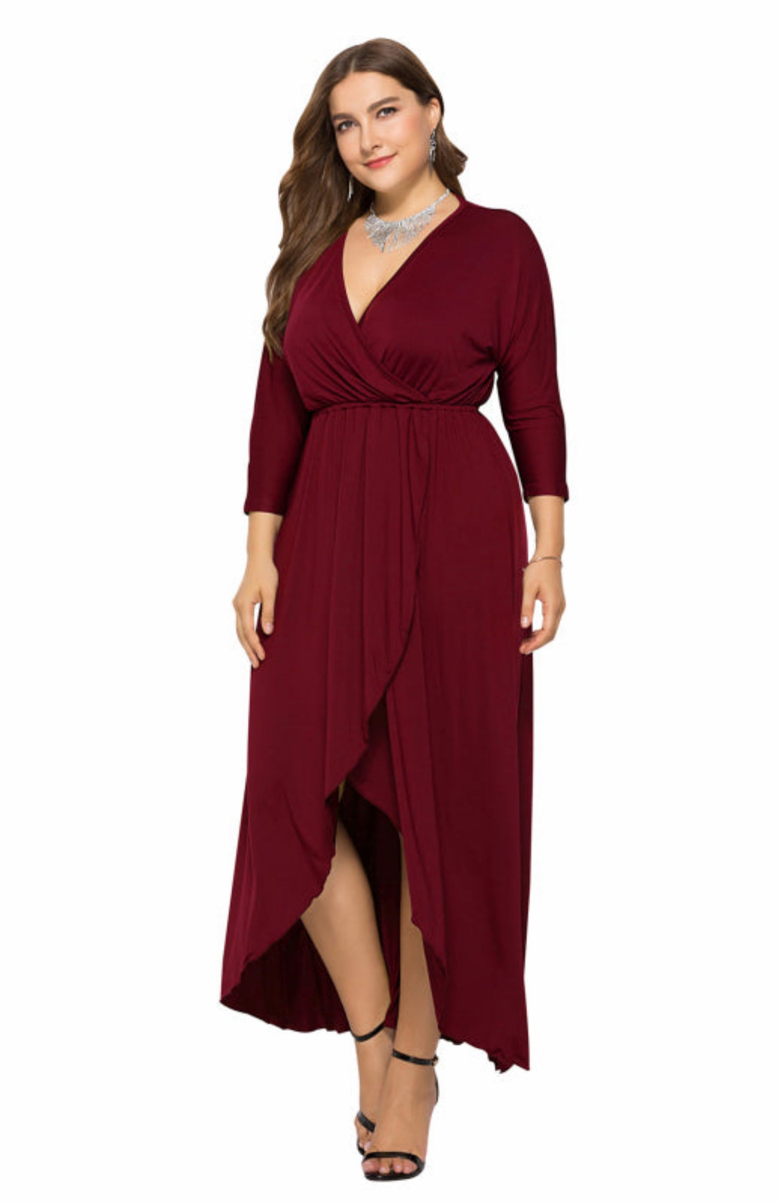 wine red dress