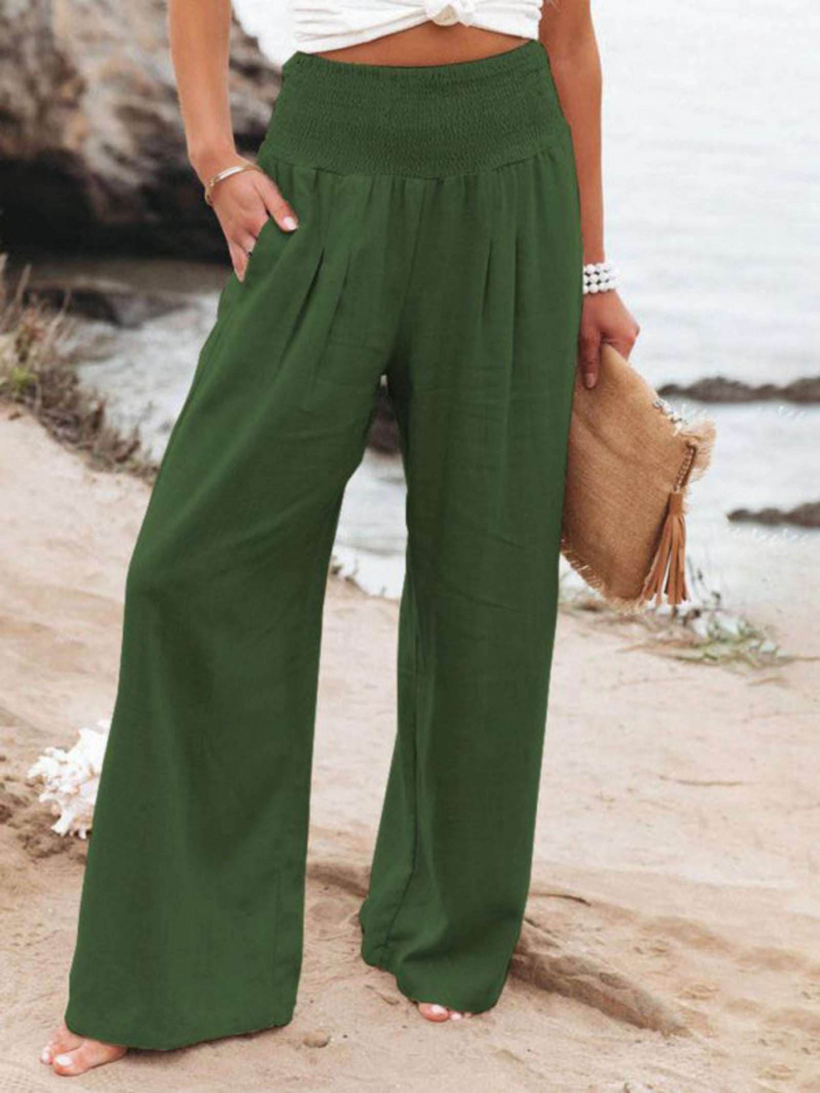 green pants
