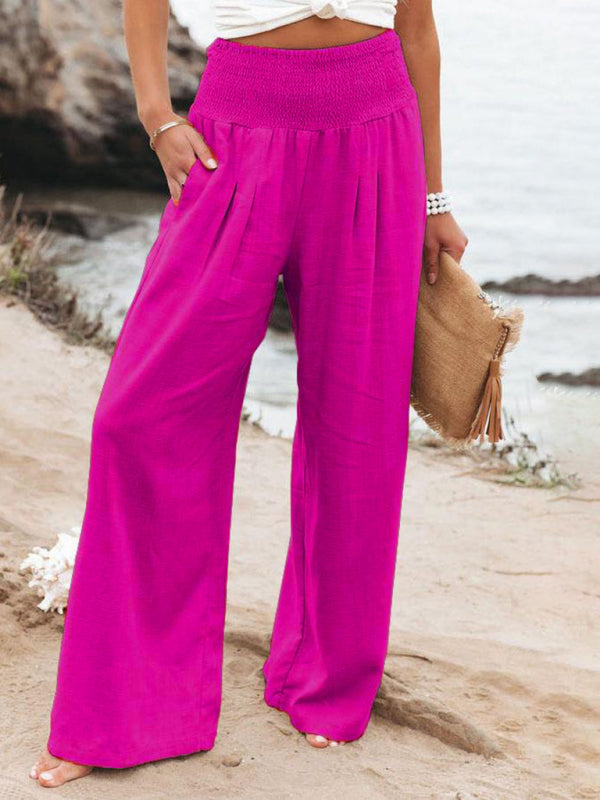 Wide-Leg Slub Cotton Loose Trousers
