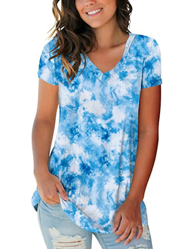 Tie-Dyed V-Neck T-Shirt