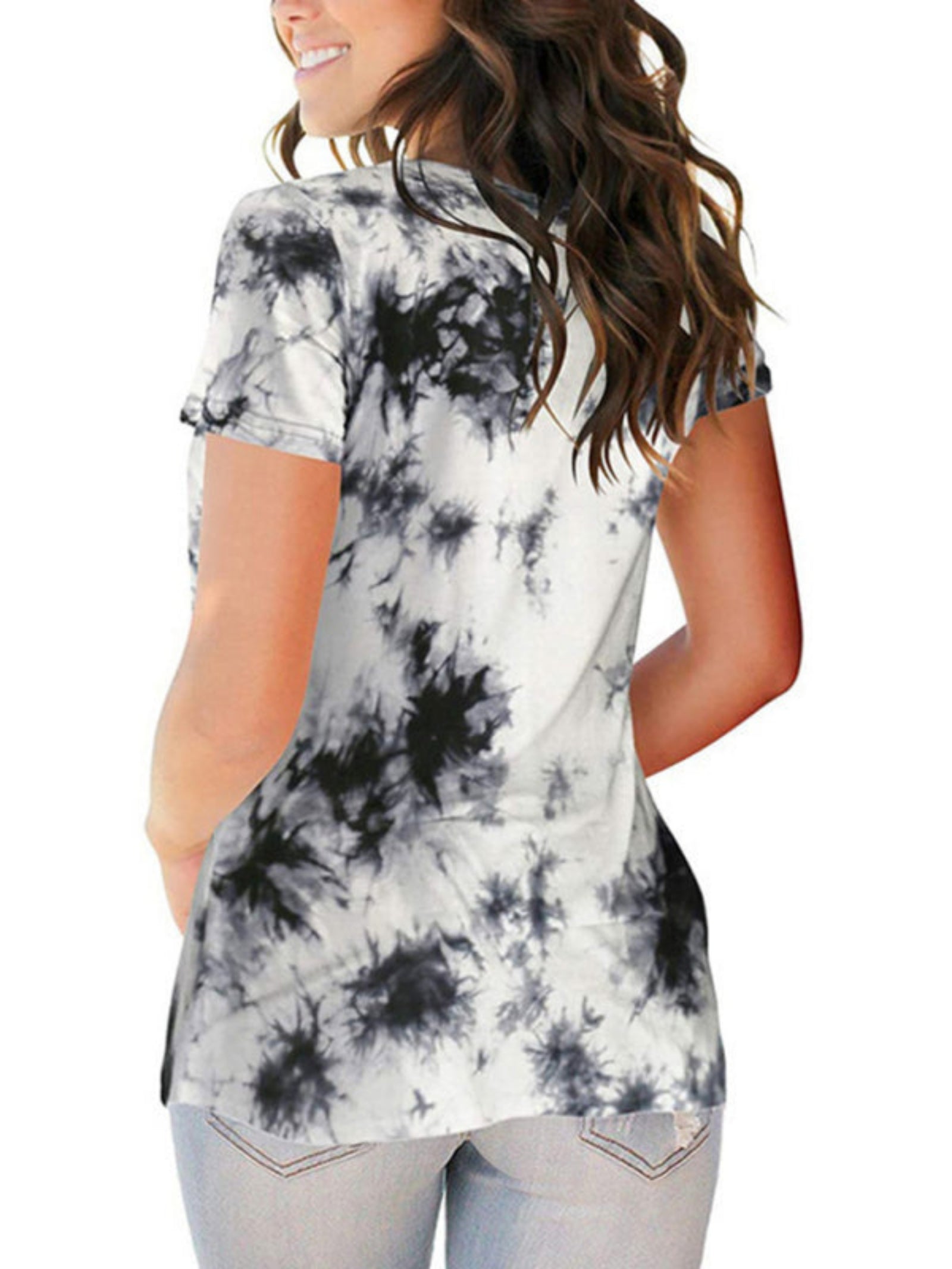black and white tie dye shirt