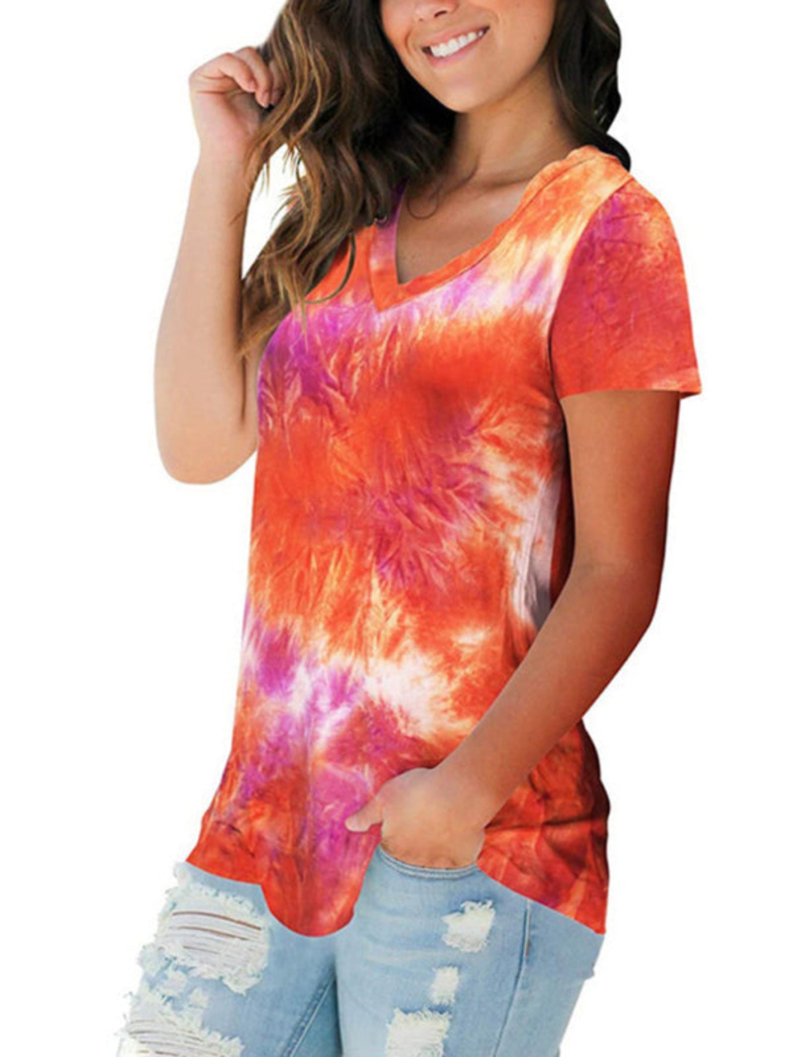 orange tie dye shirt