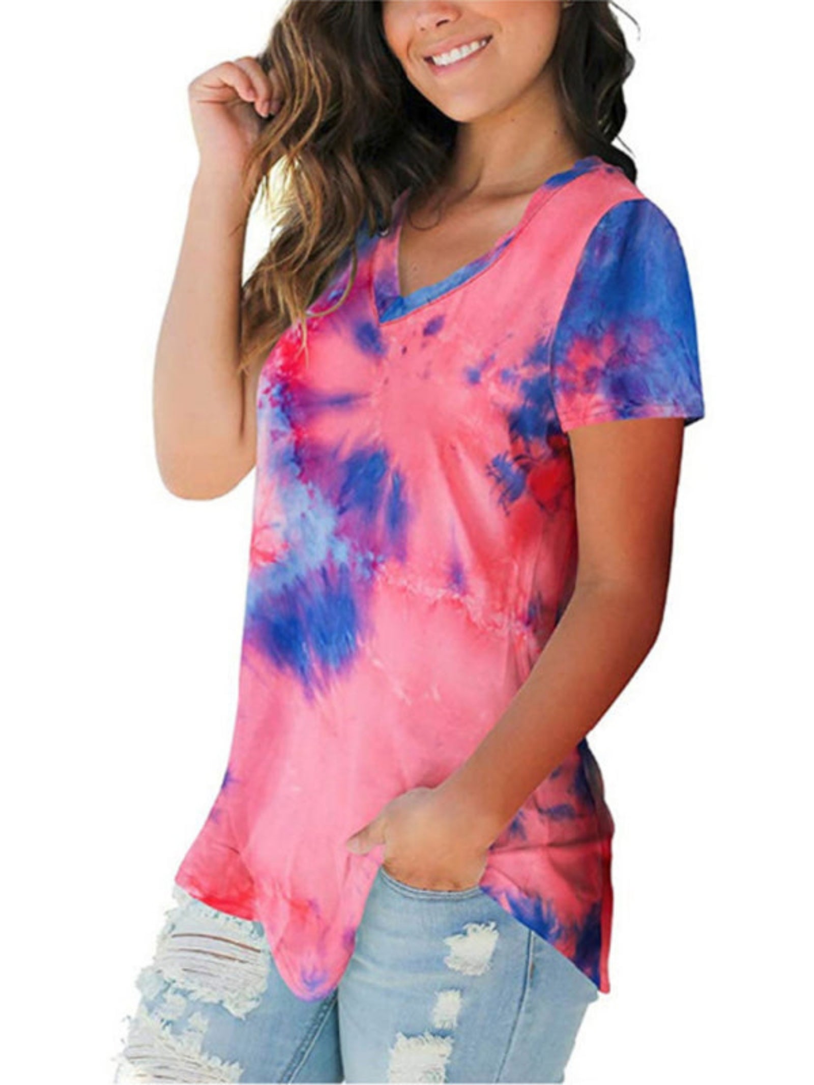pink tie dyed shirt