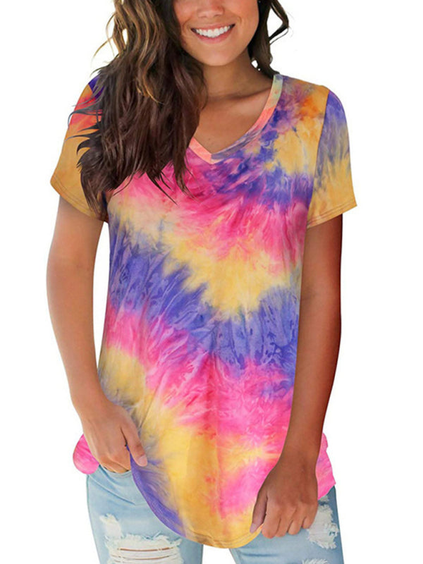 Tie-Dyed V-Neck T-Shirt