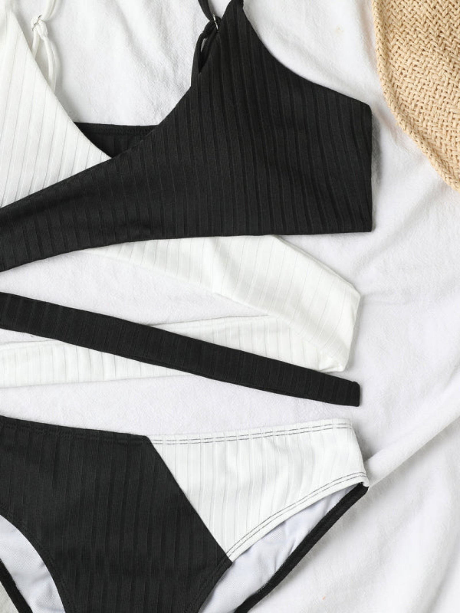 black and white swimsuit