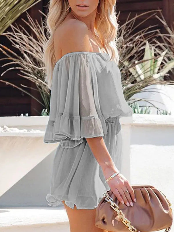 Short-Sleeved Loose Chiffon Jumpsuit