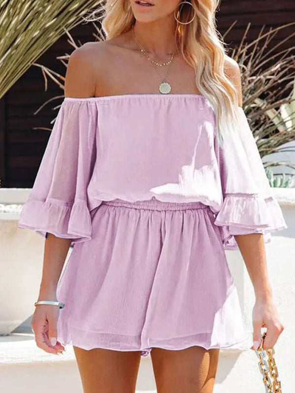 Short-Sleeved Loose Chiffon Jumpsuit