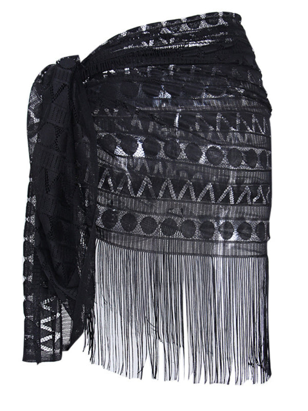 Hollow Beach Lace Fringed Skirt