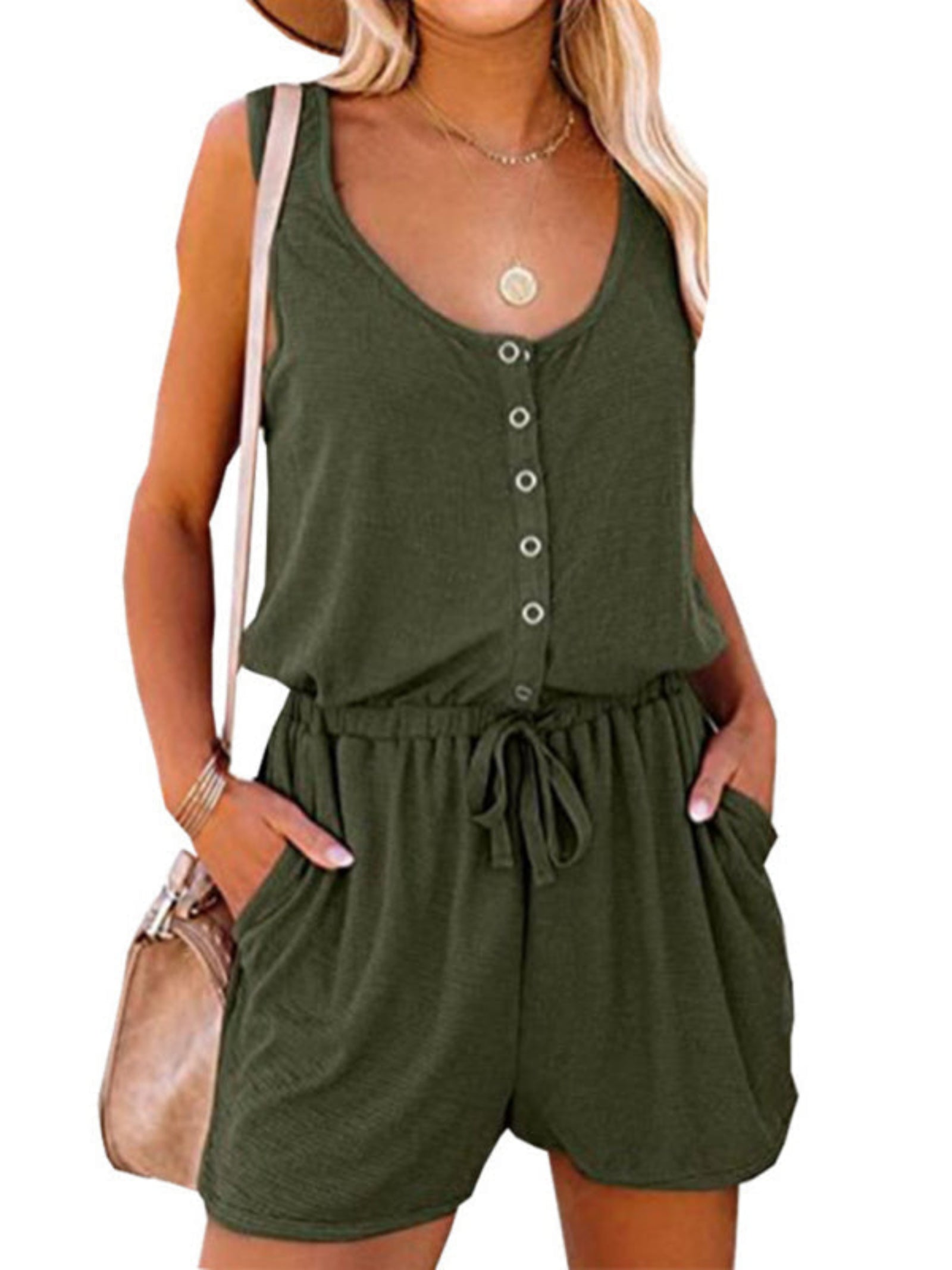 green shorts jumpsuit