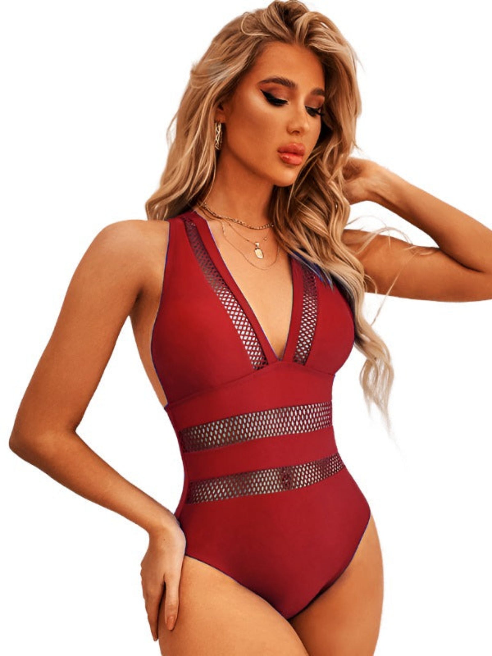 red swimsuit