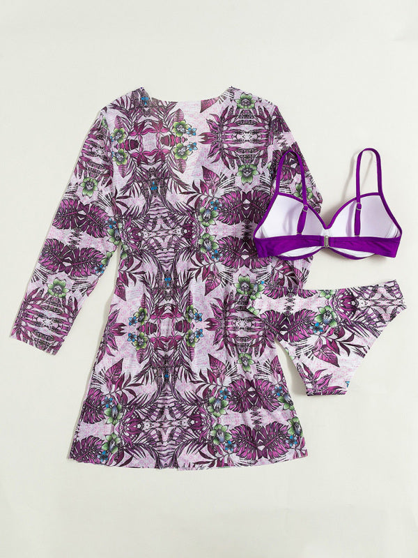 Three-Piece Mesh Split Swimsuit