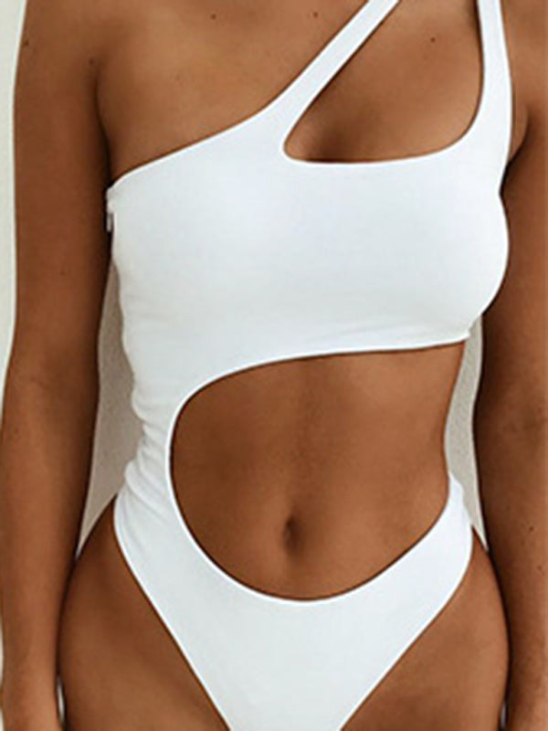 Sloping Shoulder One Piece Swimsuit