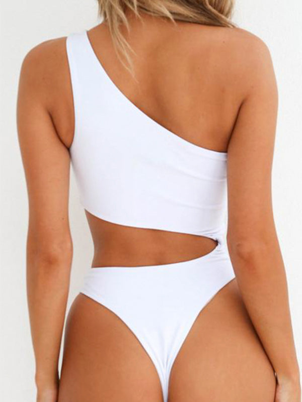 Sloping Shoulder One Piece Swimsuit