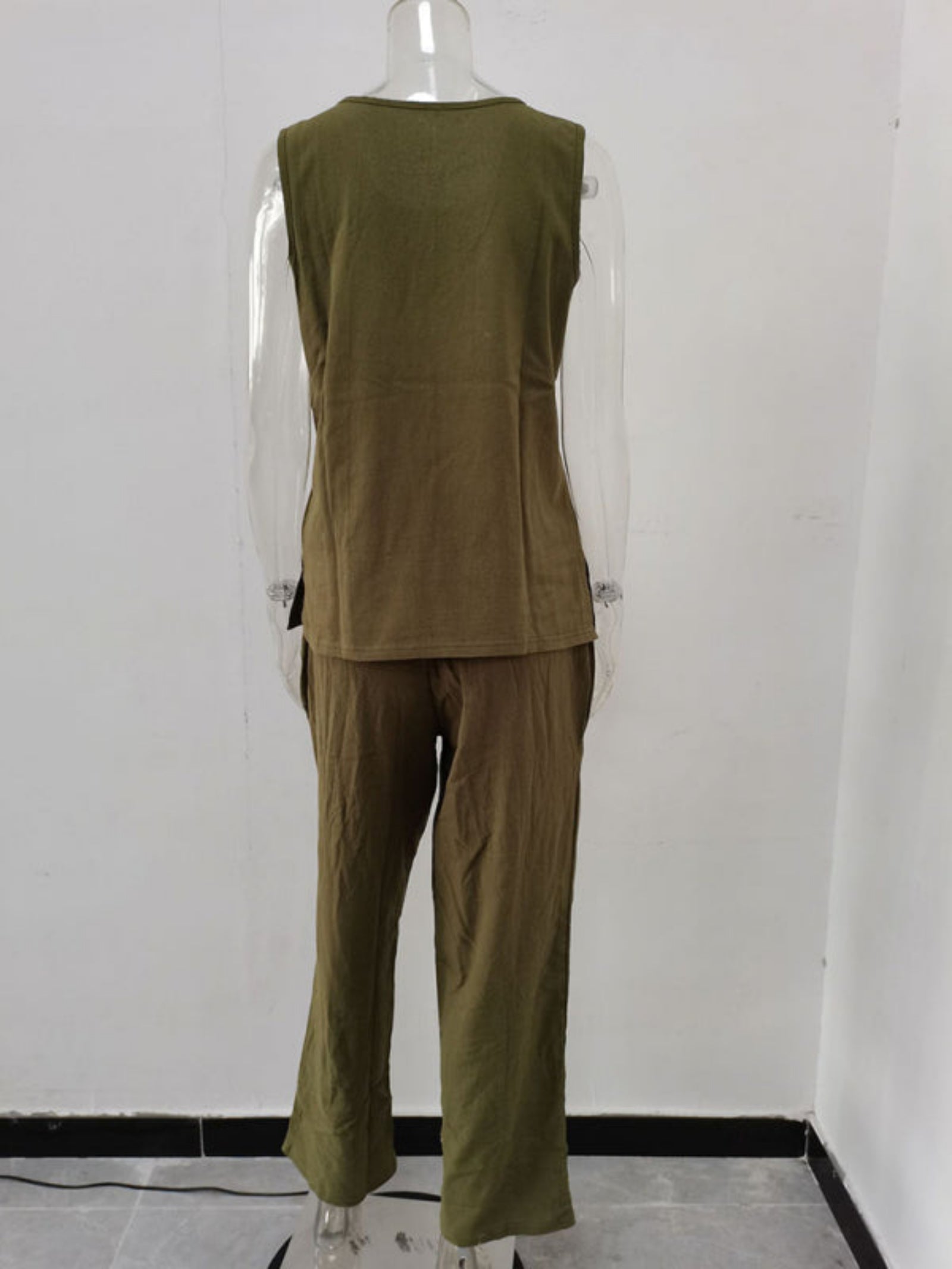 green jumpsuit