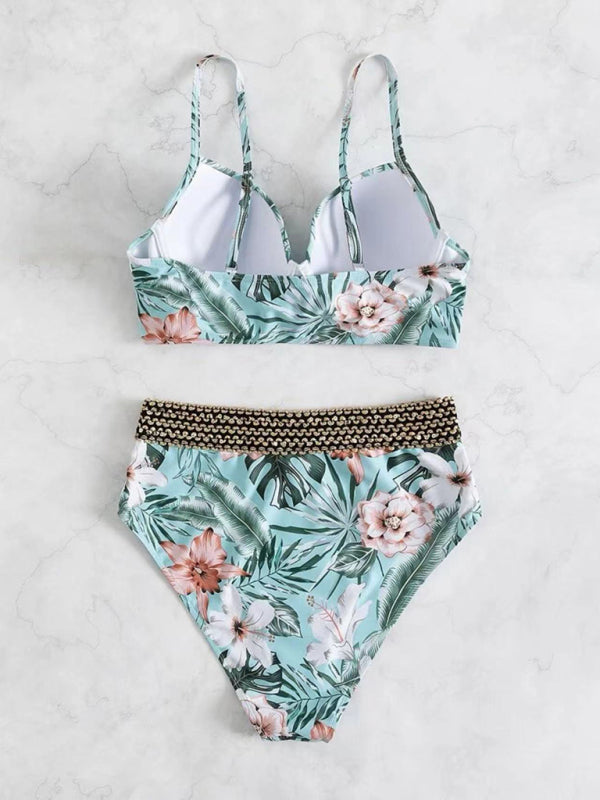 Floral Cross Bikini Swimsuit