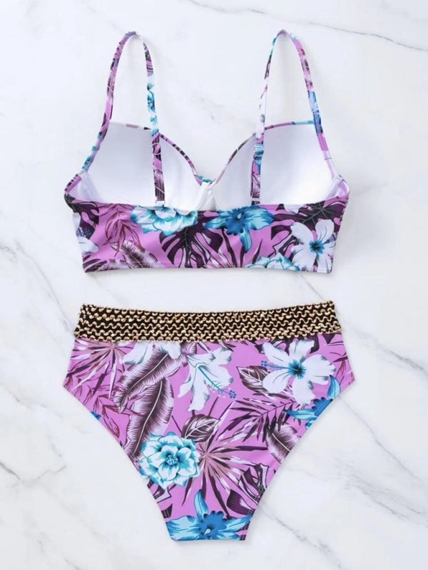 Floral Cross Bikini Swimsuit