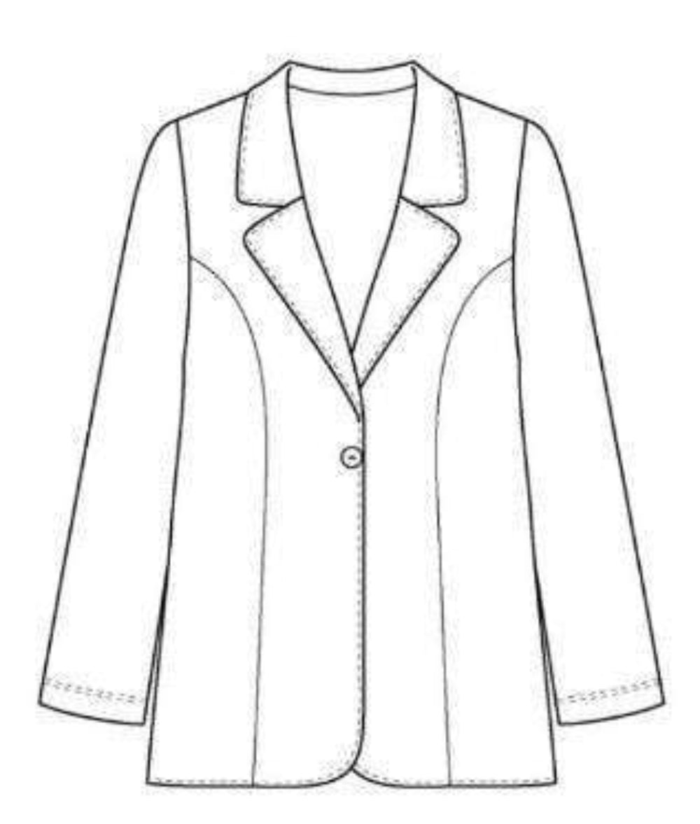 Line drawing of a jacket on a white background