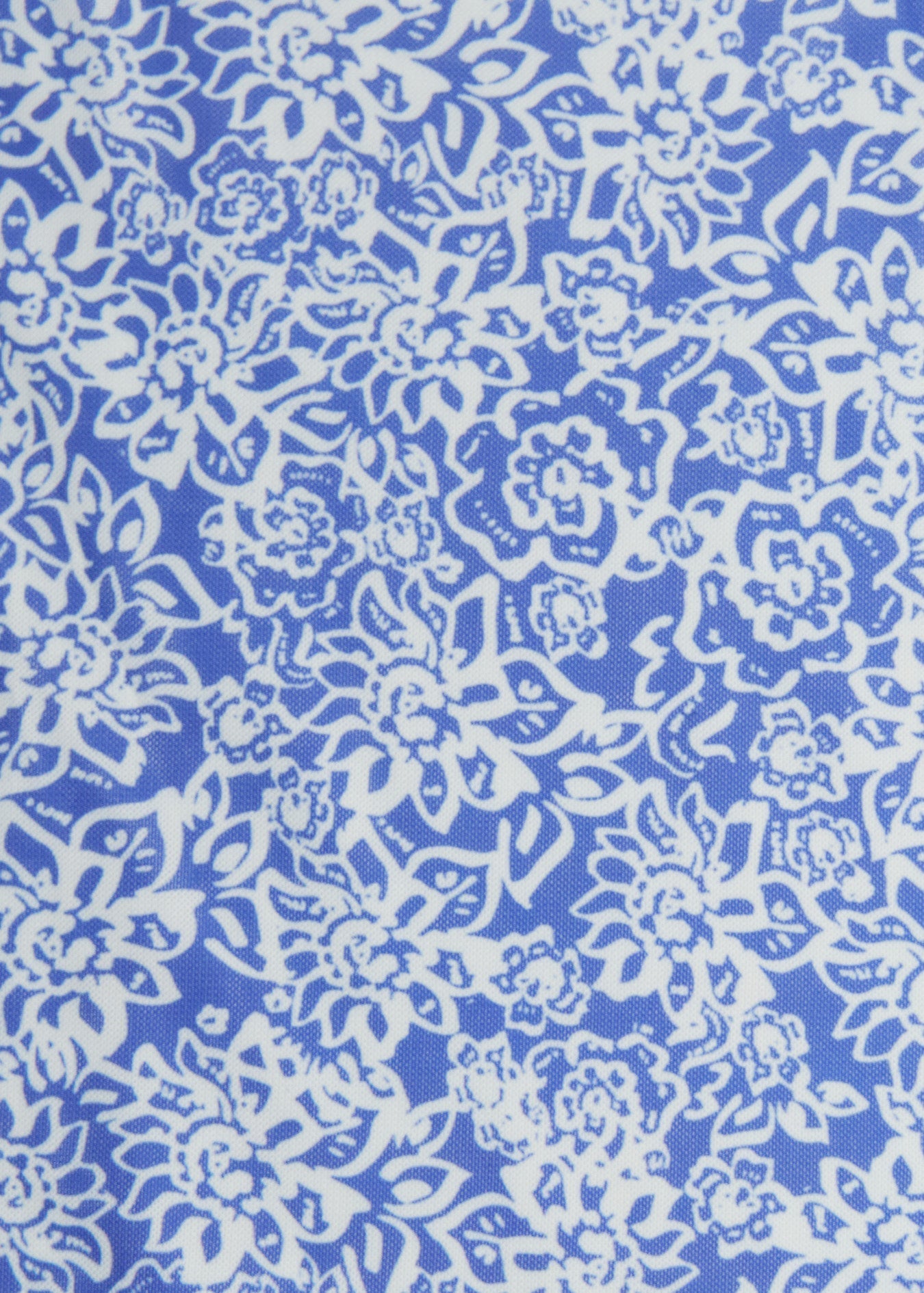 Blue fabric with white floral pattern