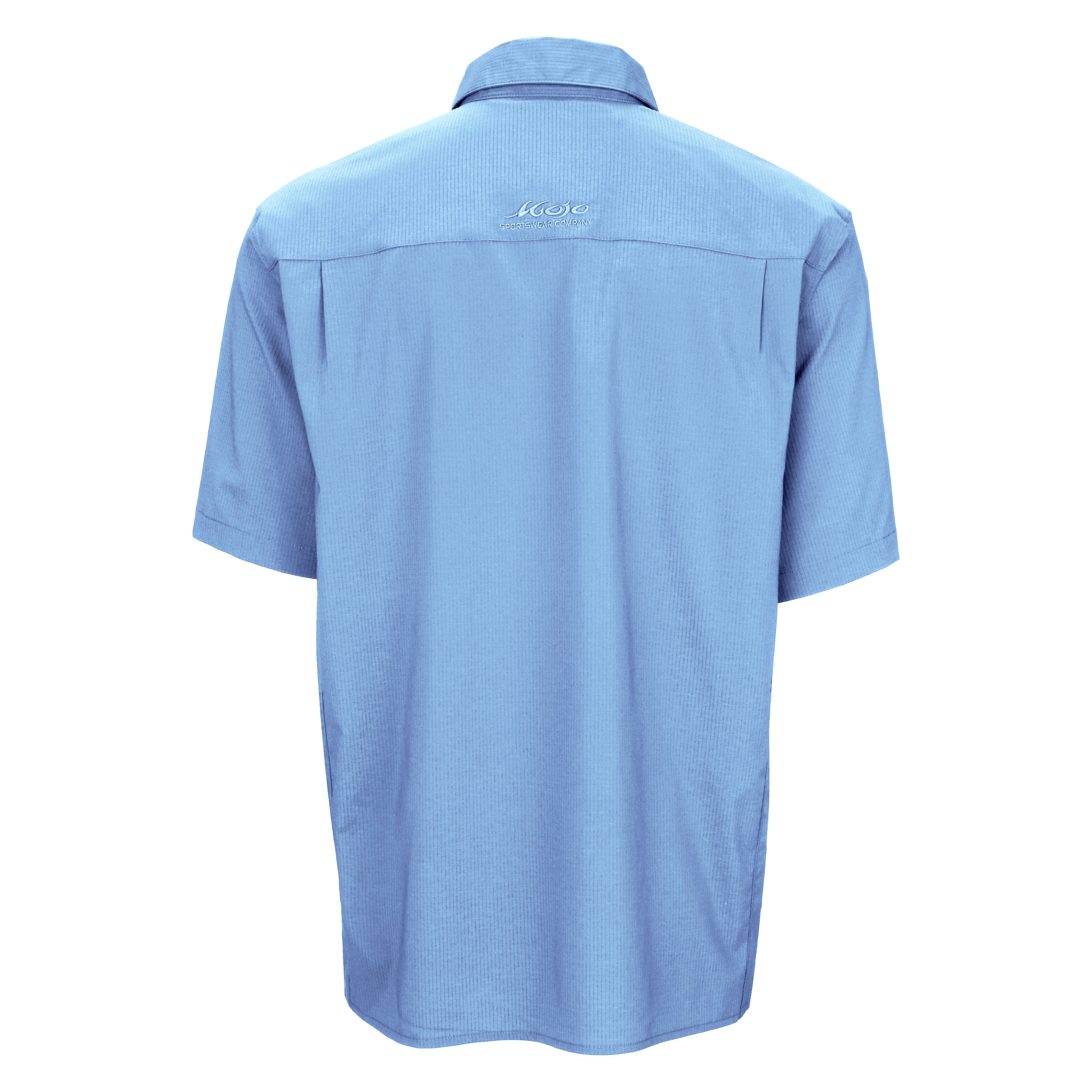 Light blue short-sleeve shirt on a white background