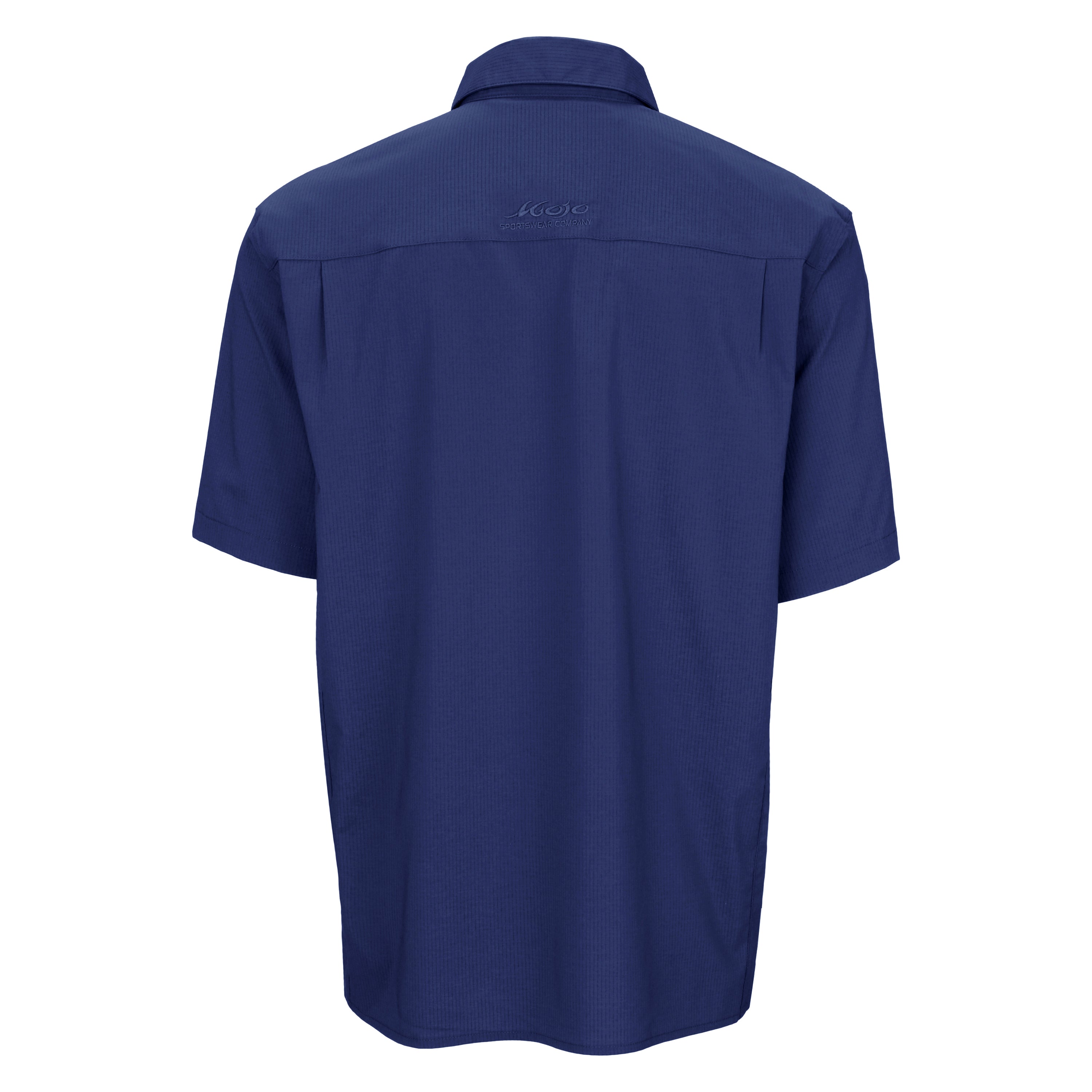Blue short-sleeve shirt on a white background