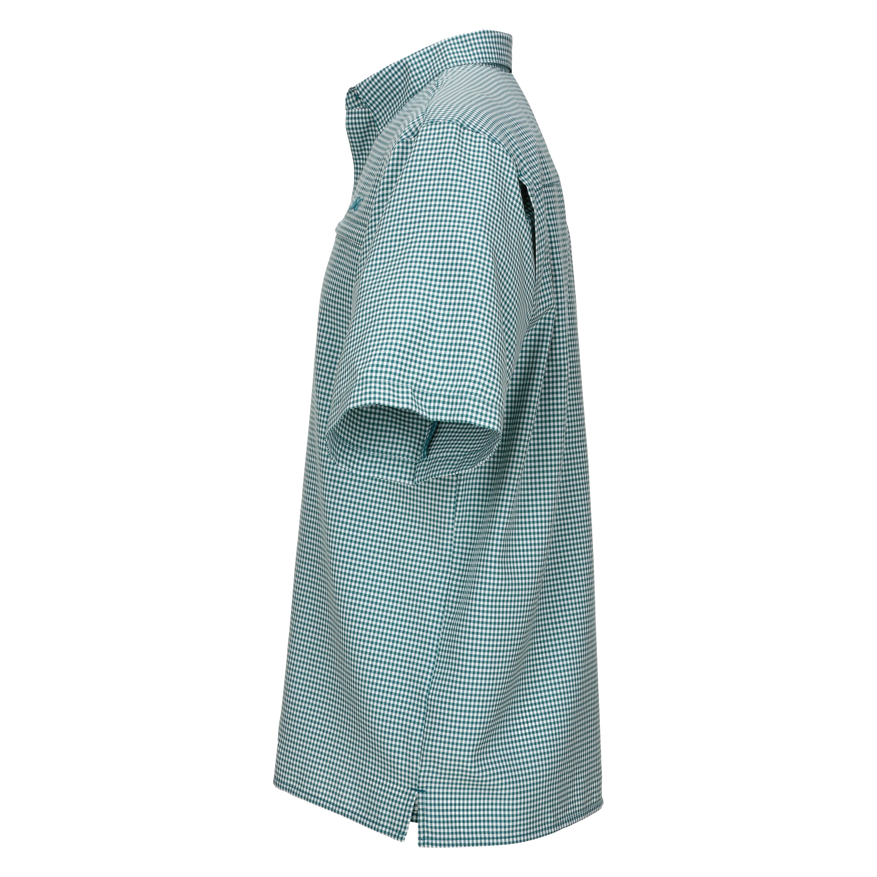 Green checkered dress with short sleeves on a white background