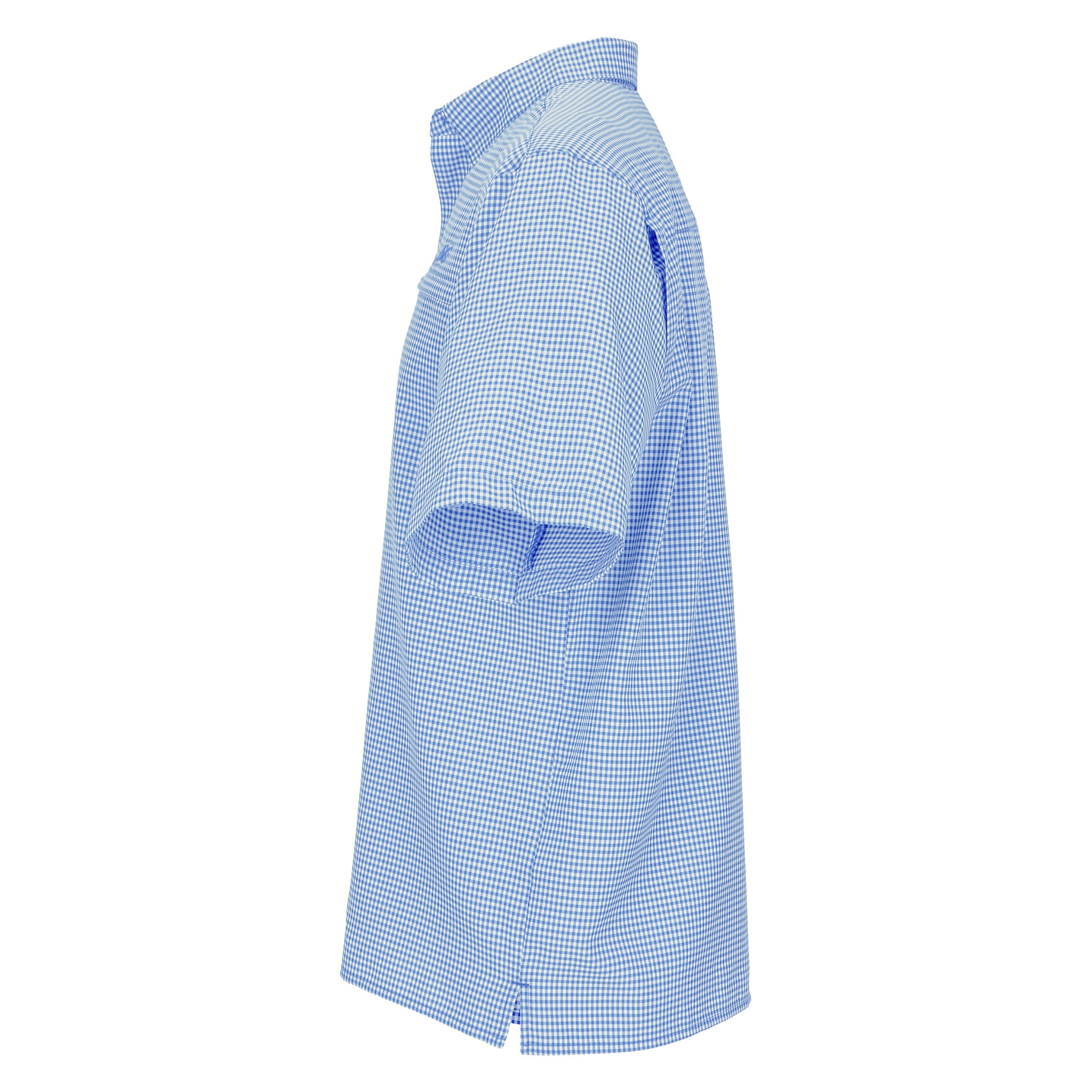 Blue checkered dress on a white background