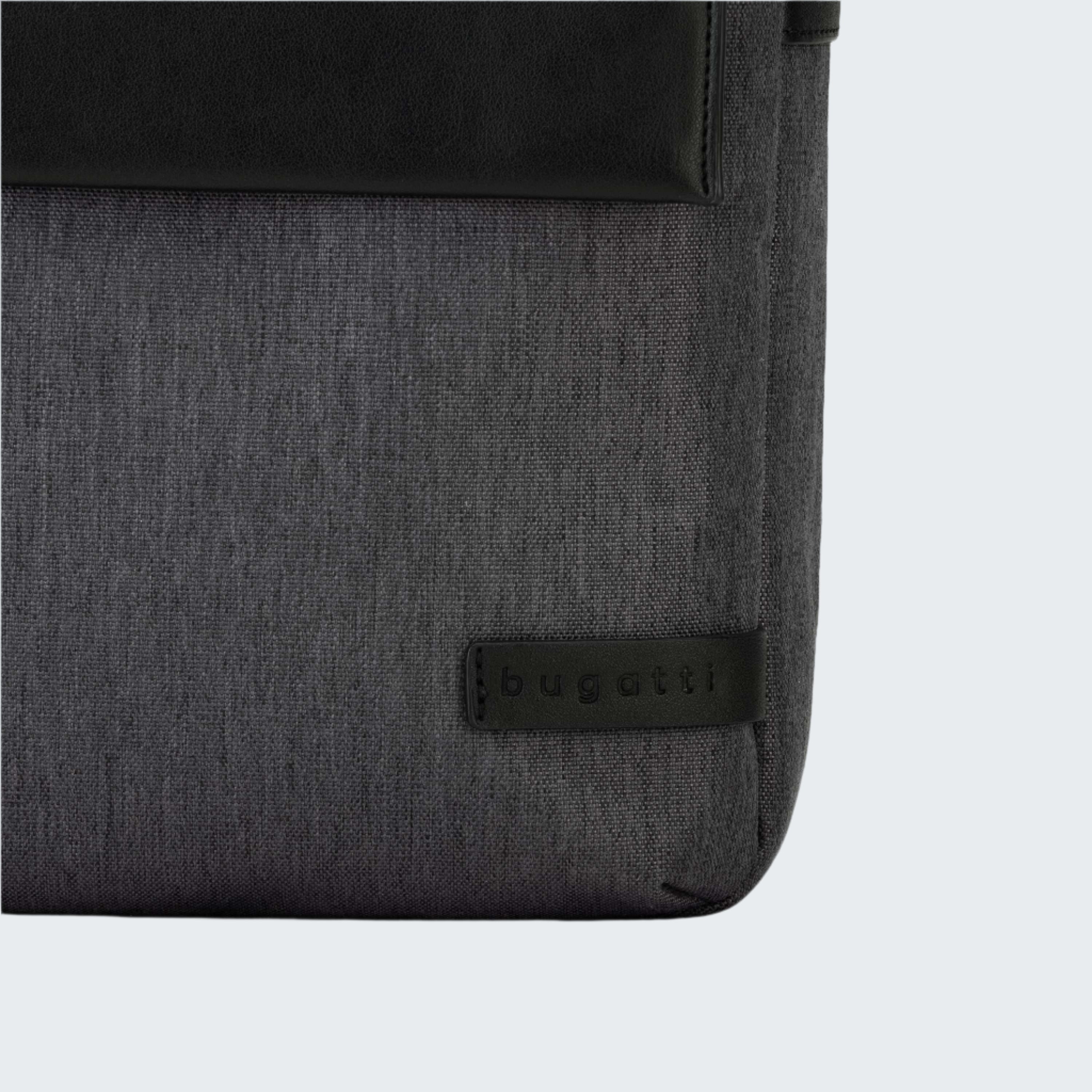Gray bag with a brand logo on a white background