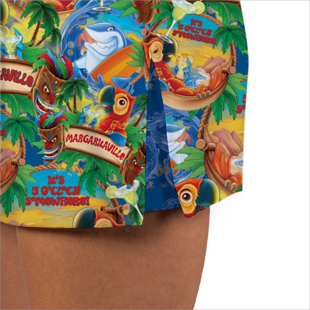 Colorful Margaritaville-themed box with cartoon characters and text.