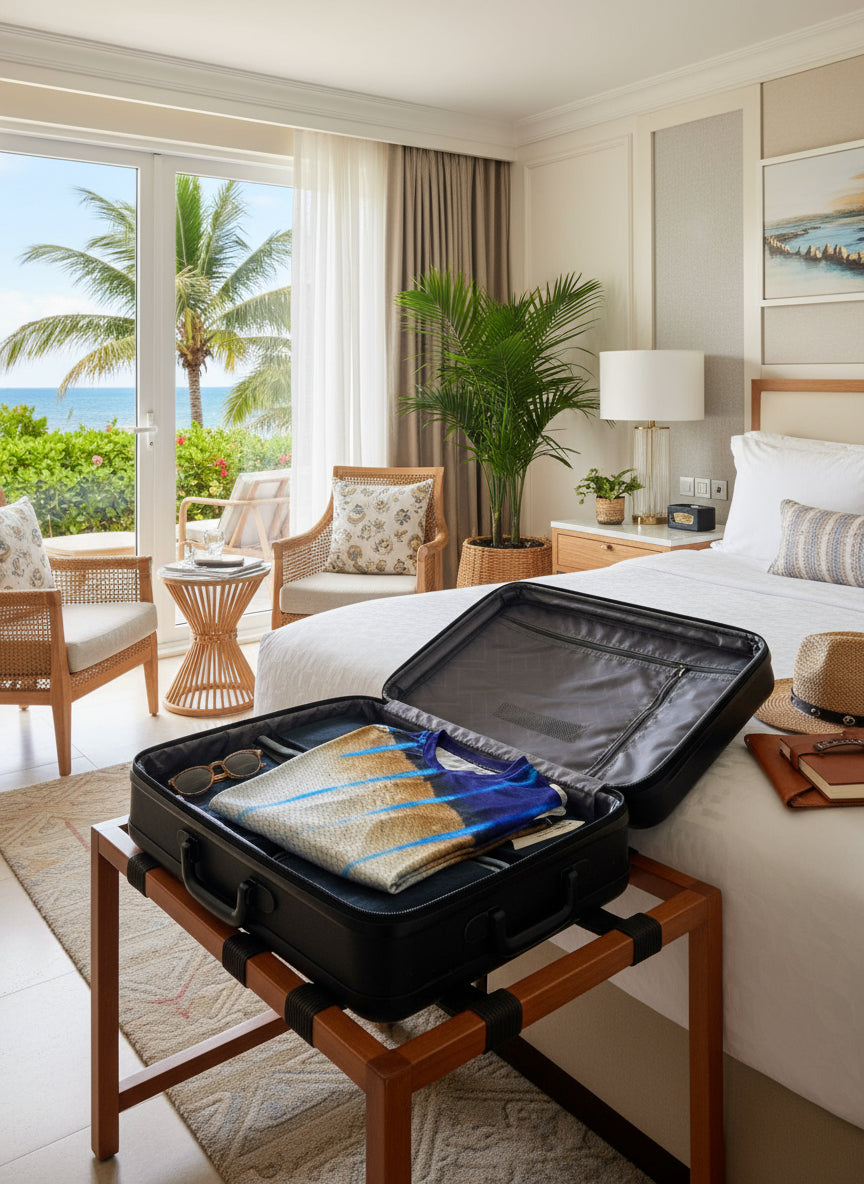 Long-sleeve shirt with gradient design and branding on a white background