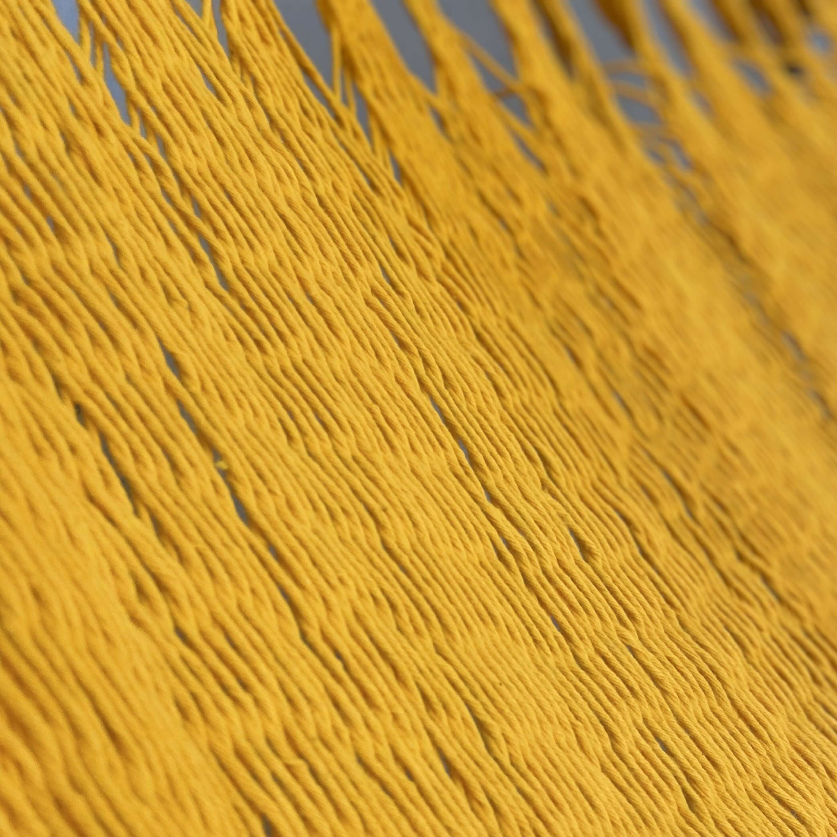 Close-up of yellow yarn with a blurred background