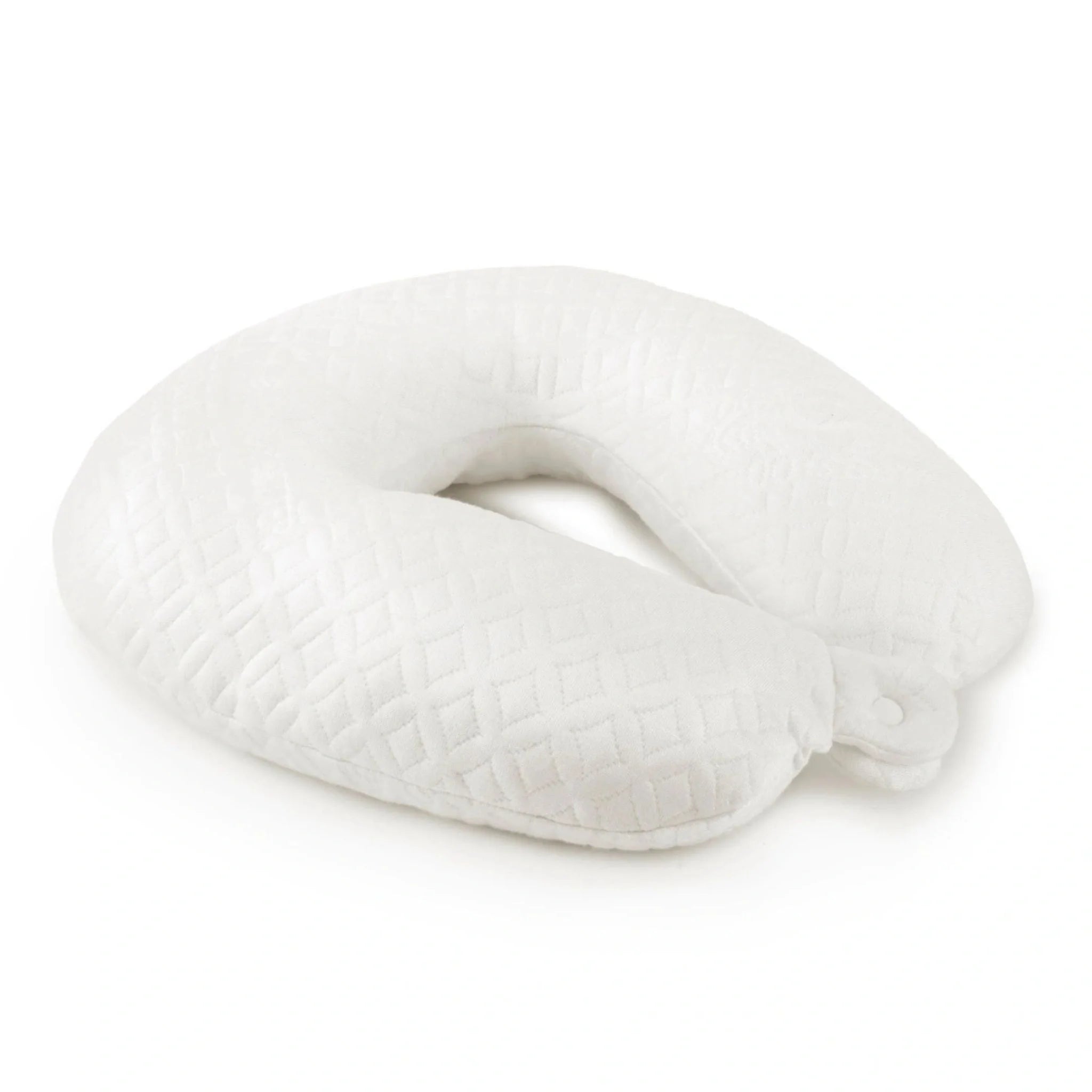 White U-shaped pillow on a white background