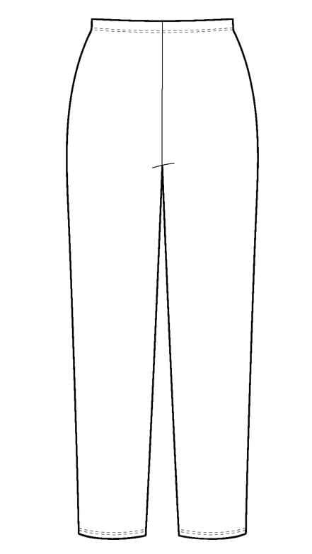 Line drawing of a pair of pants on a white background