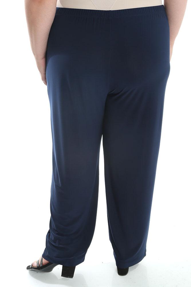 Navy blue pants worn by a person on a white background